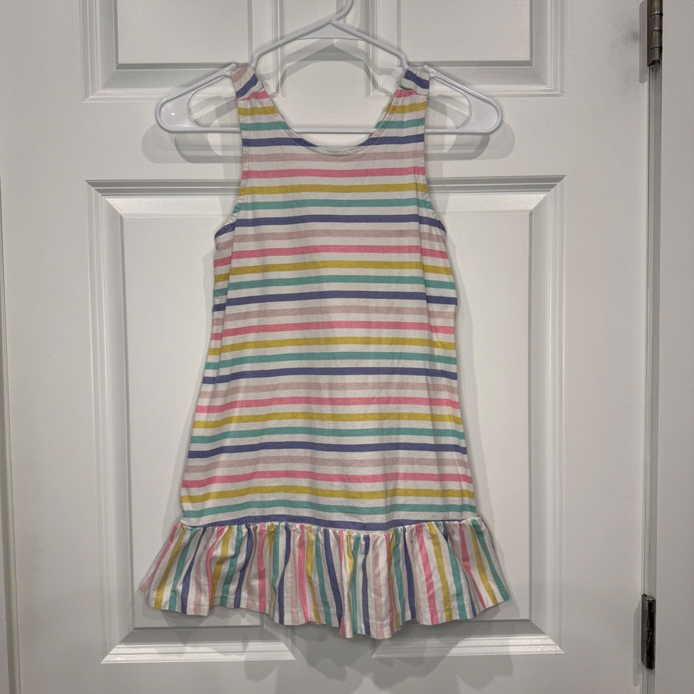Tommy Bahama Kids Girls Rainbow Stripe Ruffle Dress Size M 7/8 Summer